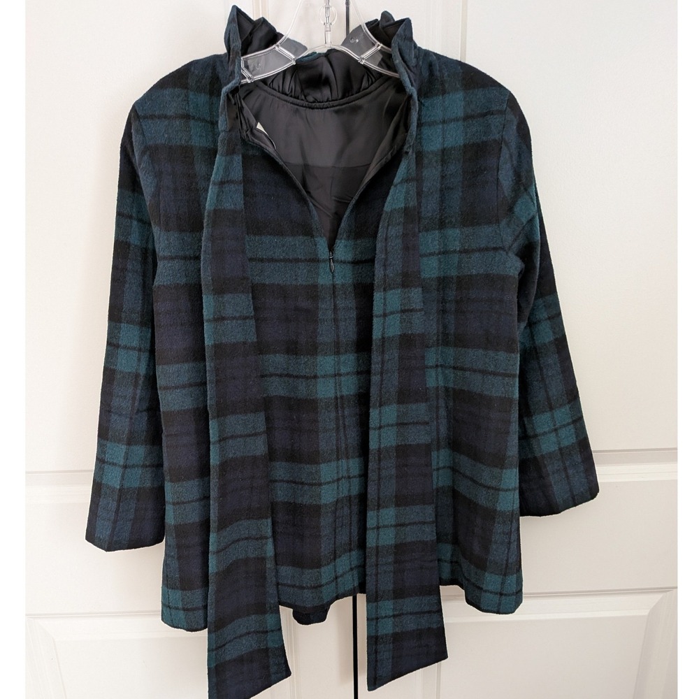 Tuckernuck Blackwatch Faye Plaid Wool Ruffle Neck Bow Back Blouse Top Size S NWT - Picture 7 of 9